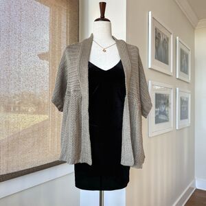 Chico's Sweater Womens 2 Medium Rattan Cardigan Cable Knit Fishermen‎ Tan